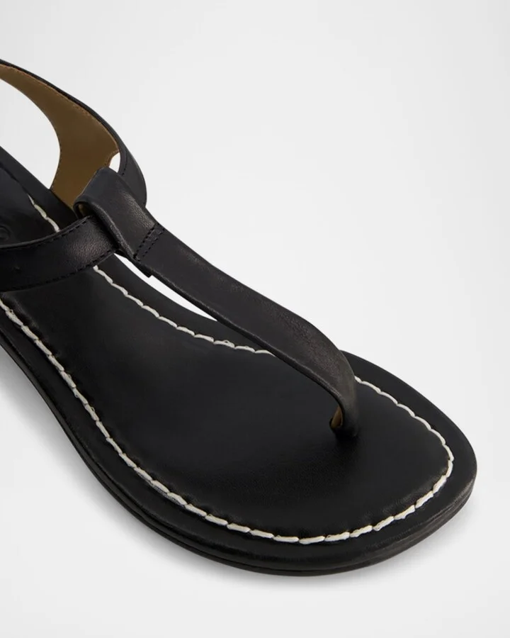 Goya Leather T-Strap Low Sandals - Image 2