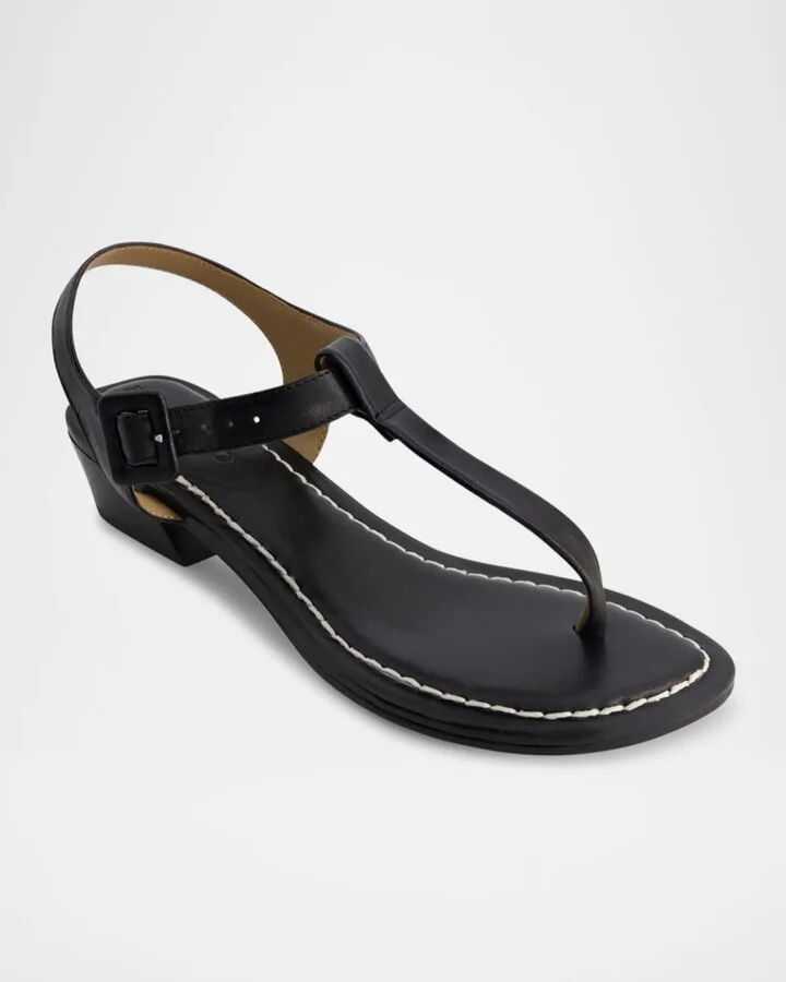 Goya Leather T-Strap Low Sandals - Image 3