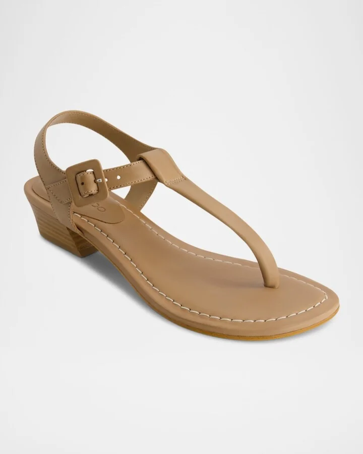Goya Leather T-Strap Low Sandals - Image 6