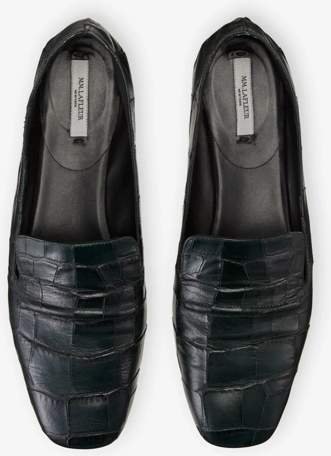 Grace Loafer - Embossed Croc - Dark Green - Image 2