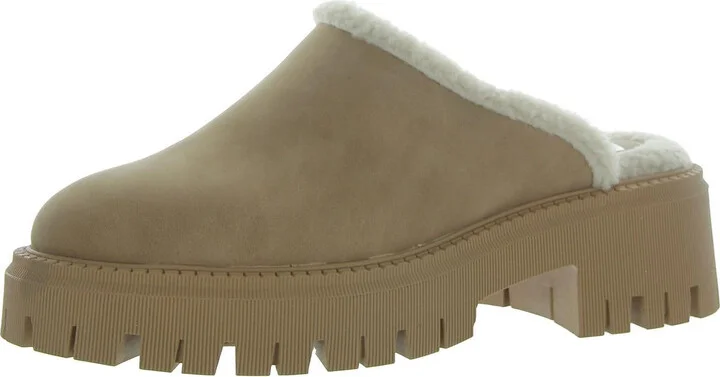 Gracelyn Womens Faux Leather Platform Loafer Slippers