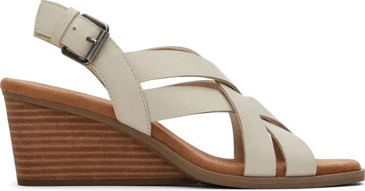 Gracie Cream Leather Wedge Sandal