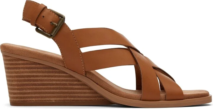 Gracie Tan Leather Wedge Sandal