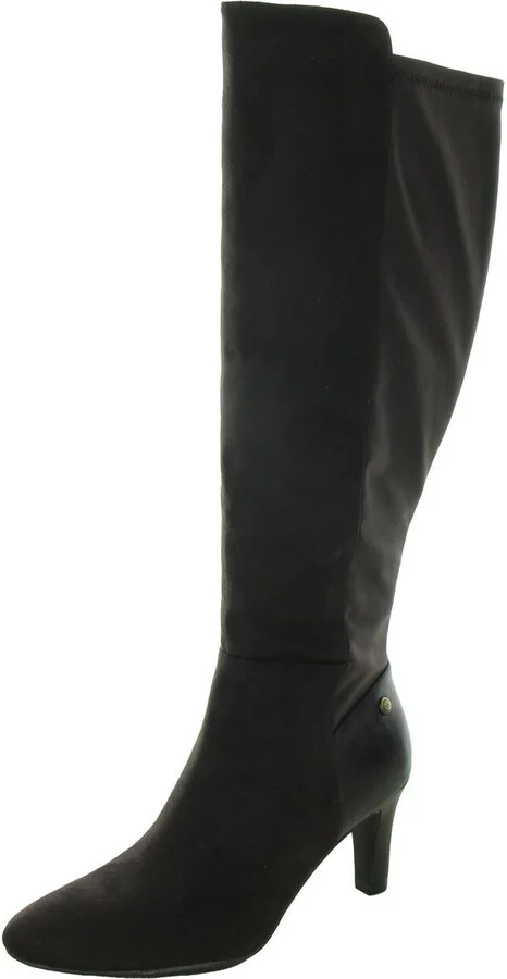 Gracie Womens Faux Suede Wide Calf Knee-High Boots