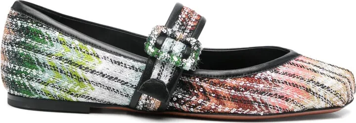 Gradient Woven Ballerina Shoes