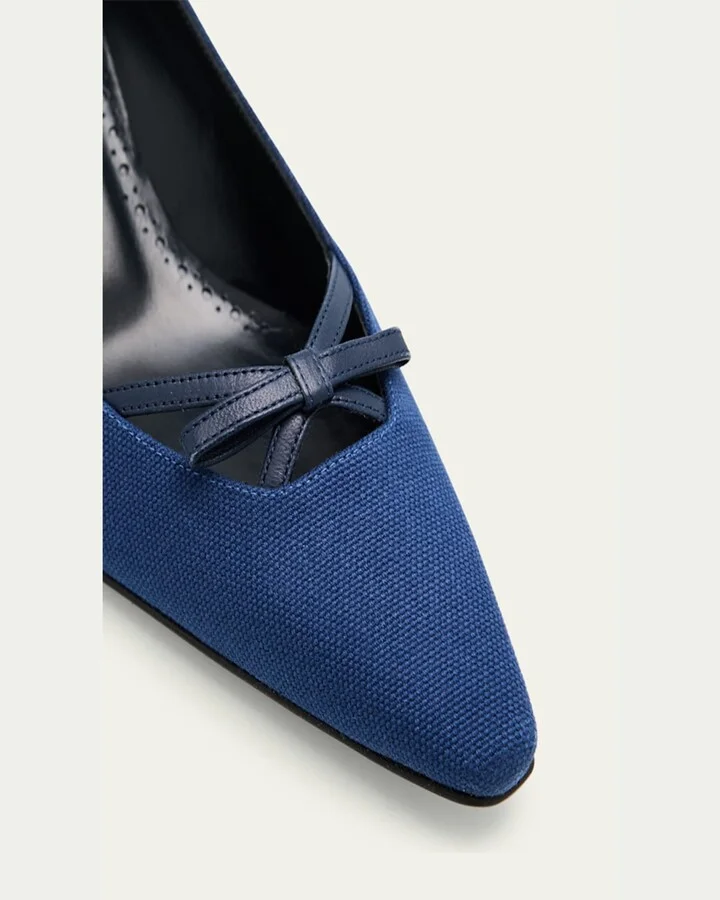 Grafa Woven Bow Kitten Pumps - Image 3