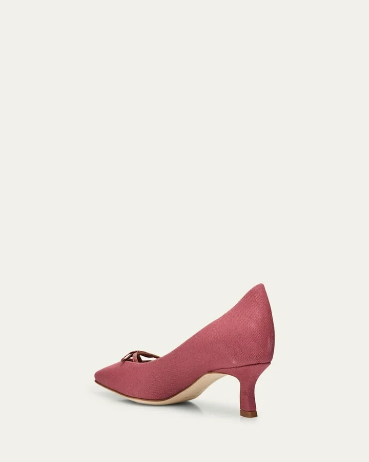 Grafa Woven Bow Kitten Pumps - Image 7