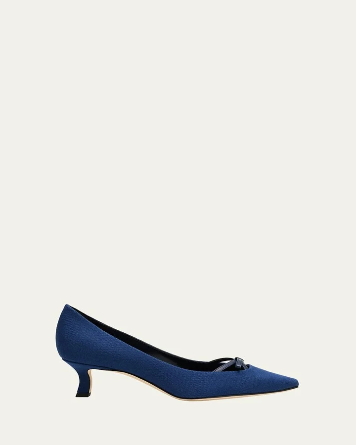 Grafa Woven Bow Kitten Pumps