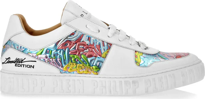 Graffiti-Print Lace-Up Sneakers