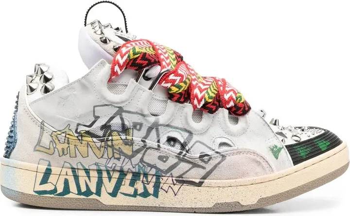 Graffiti-Print Lace-Up Sneakers