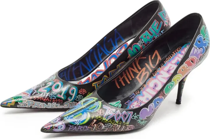 Graffiti Print Pointed-Toe Pumps - Image 2
