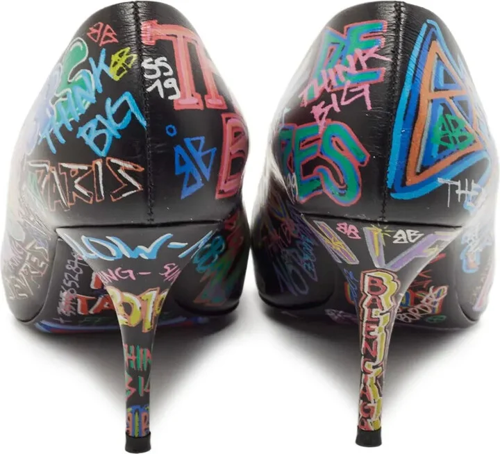 Graffiti Print Pointed-Toe Pumps - Image 3