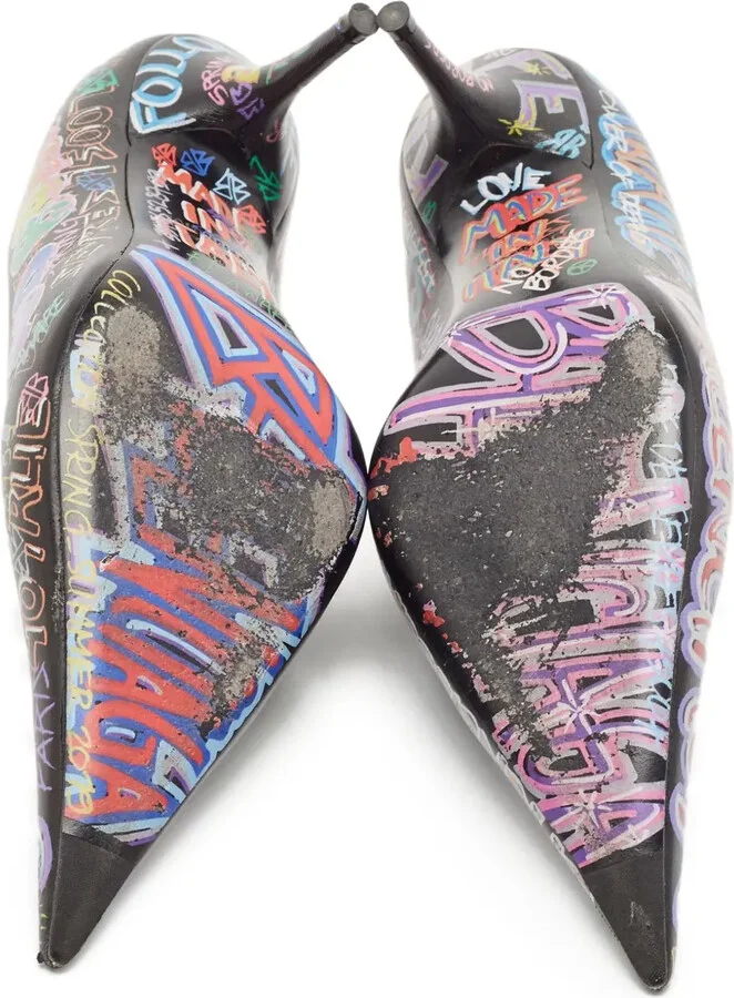 Graffiti Print Pointed-Toe Pumps - Image 4