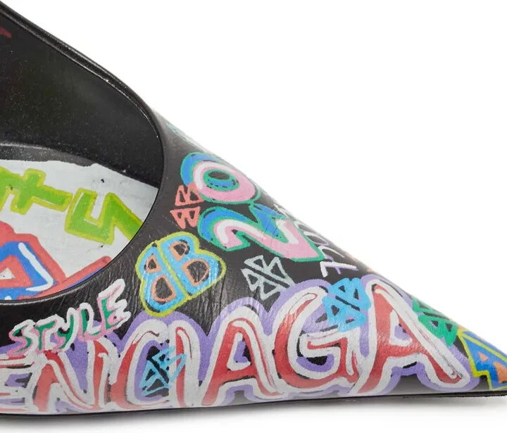 Graffiti Print Pointed-Toe Pumps - Image 5