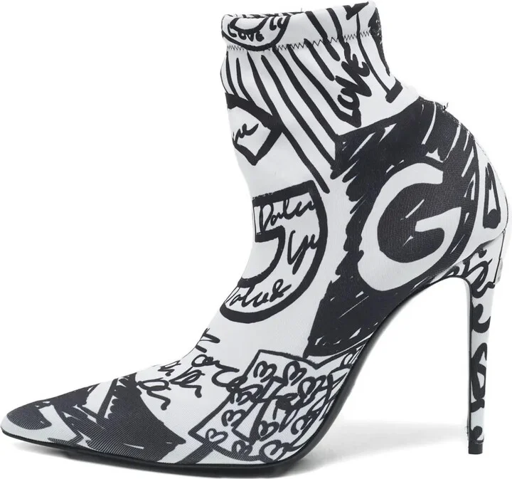 Graffiti-Print Sock Boots