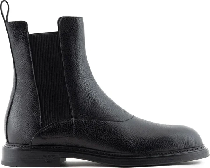 Grained Leather Ankle Boots