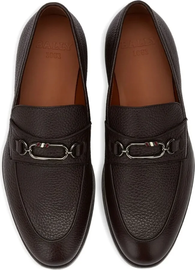 Grained-Leather Buckle-Detail Loafers - Image 3
