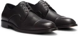 Grained-leather Derby shoes with anti-slip sole- Dark Brown Men's Business Shoes size 9