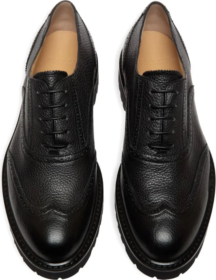 grained-leather lace-up Oxford shoes - Image 3