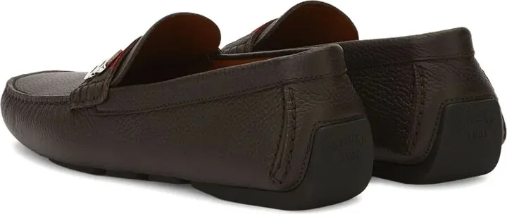 Grained-Leather Logo-Plaque Loafers - Image 3