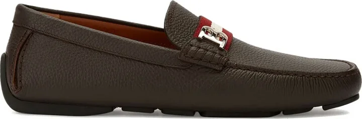 Grained-Leather Logo-Plaque Loafers
