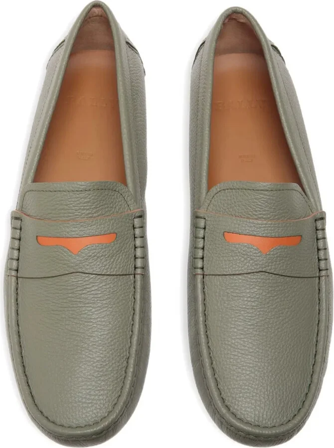 Grained Leather Saddle-Strap Loafers - Image 3