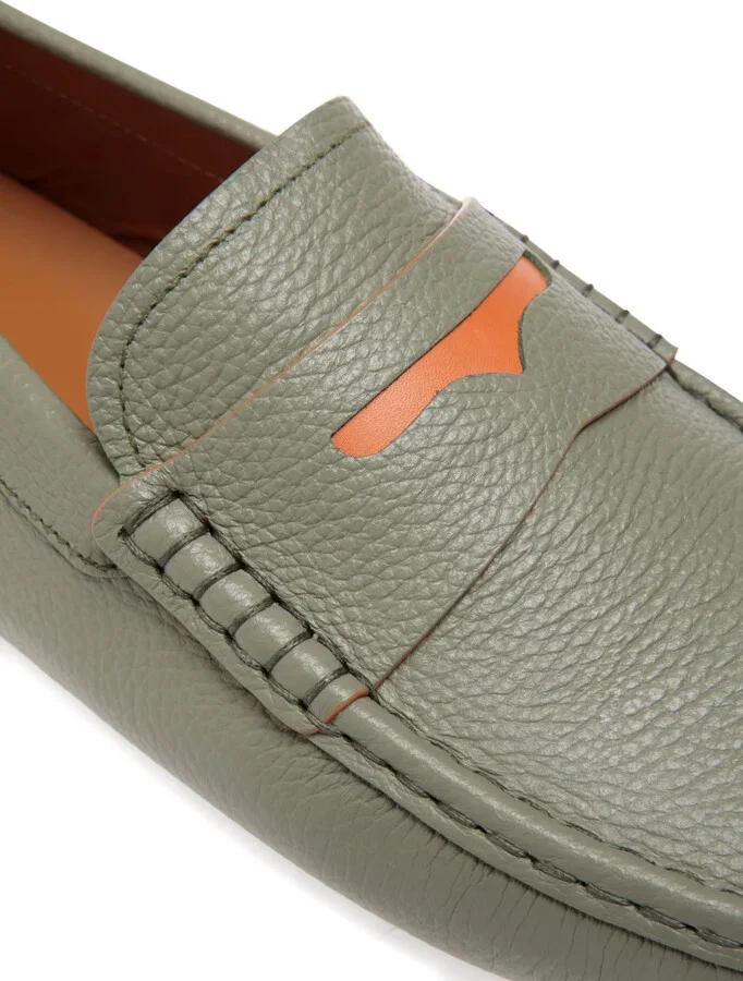 Grained Leather Saddle-Strap Loafers - Image 4