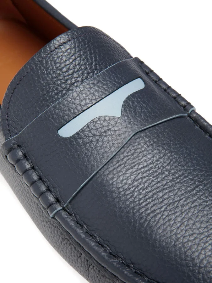 Grained Leather Saddle-Strap Loafers - Image 4