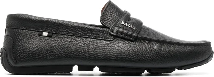 Grained-Texture Leather Loafers