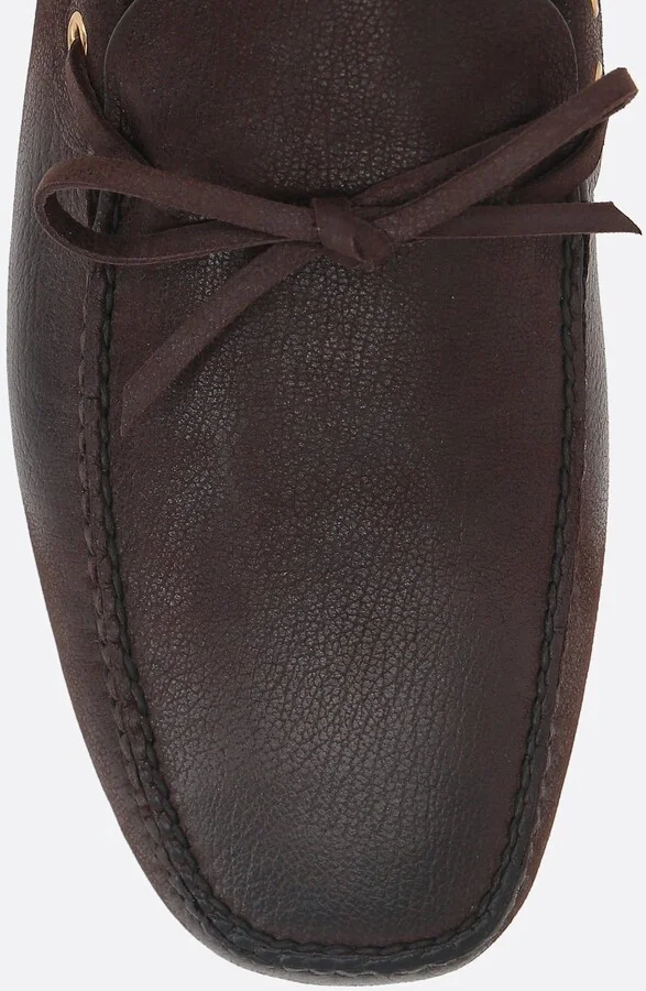 Grainy Leather Driving Loafers - Image 4