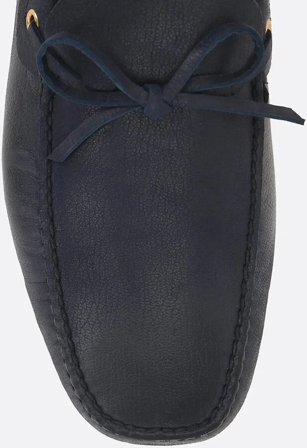 Grainy Leather Driving Loafers - Image 4