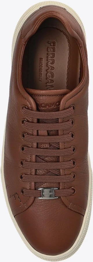 Grainy Leather Low-Top Sneakers - Image 3