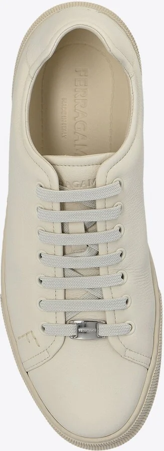 Grainy Leather Low-Top Sneakers - Image 3