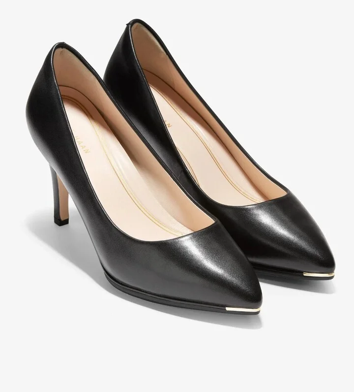 Grand Ambition Pump Women's US 9.5 Black Leather Stiletto Heel RHS3646