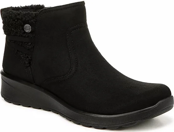 Grand Cozy Womens Contrast Trim Faux Suede Booties