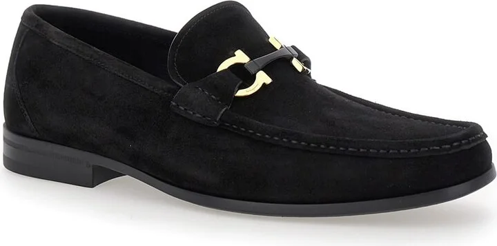 'grandioso 2' Black Loafers With Gancini In Suede Man - Image 2