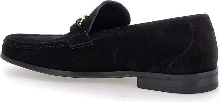 'grandioso 2' Black Loafers With Gancini In Suede Man - Image 3
