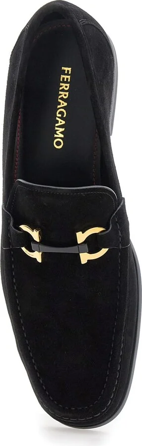 'grandioso 2' Black Loafers With Gancini In Suede Man - Image 4