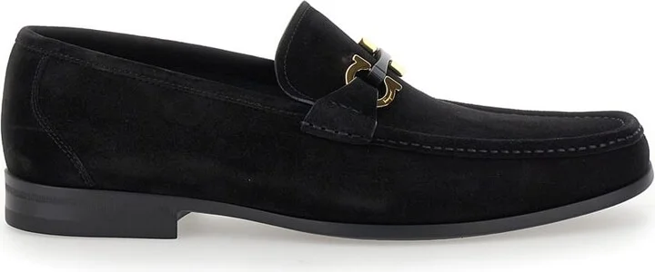 'grandioso 2' Black Loafers With Gancini In Suede Man