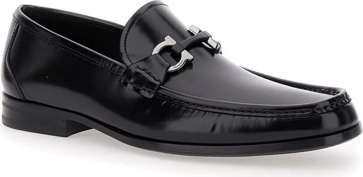'grandioso' Black Loafers With Gancini Detail In Patent Leather Man - Image 2