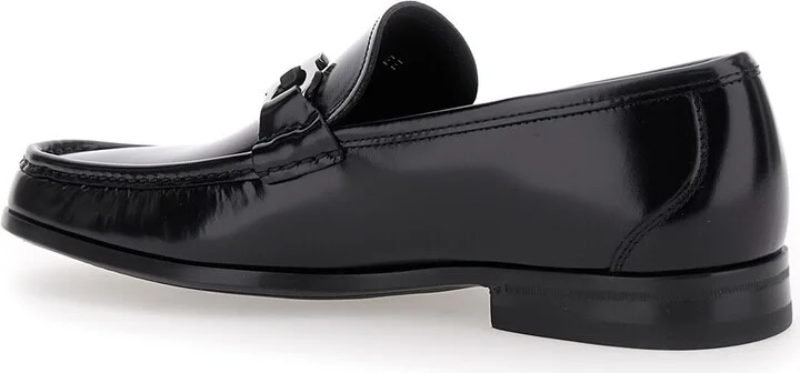 'grandioso' Black Loafers With Gancini Detail In Patent Leather Man - Image 3