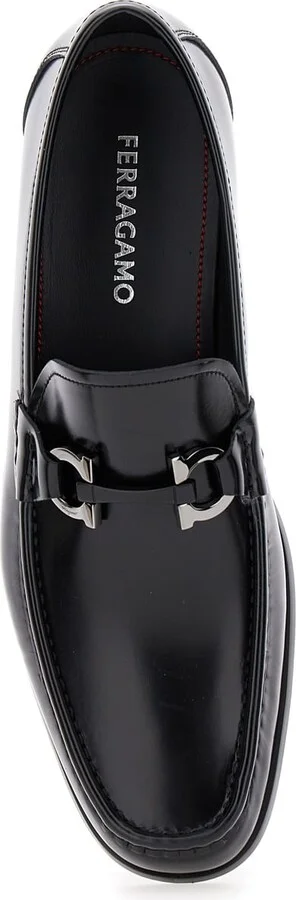 'grandioso' Black Loafers With Gancini Detail In Patent Leather Man - Image 4