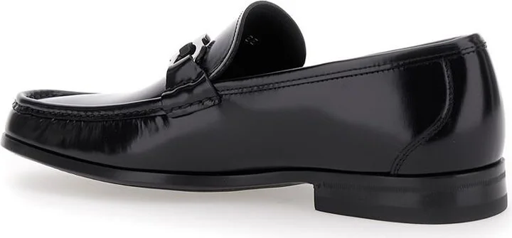 'Grandioso' Black Loafers With Gancini Detail In Patent Leather Man - Image 3