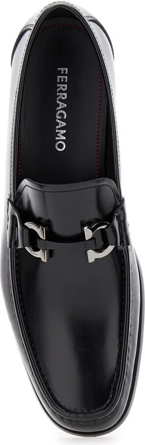 'Grandioso' Black Loafers With Gancini Detail In Patent Leather Man - Image 4