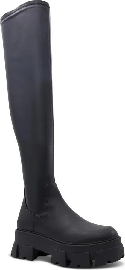 Grandmode Womens Faux Leather Pull On Over-The-Knee Boots