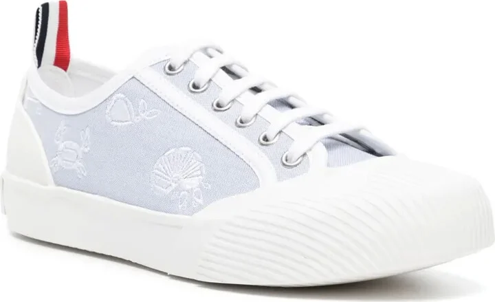 Graphic-Embroidered Lace-Up Sneakers - Image 2
