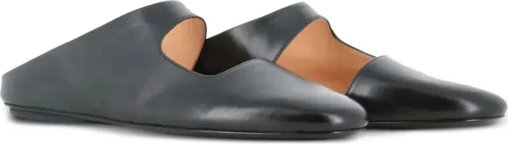 Graphic-Opening Leather Flat Mules - Image 2