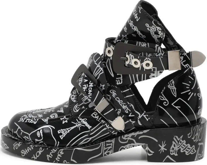 Graphic-Print Ankle Boots