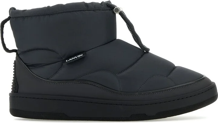 Graphite Fabric Curb Snow Ankle Boots