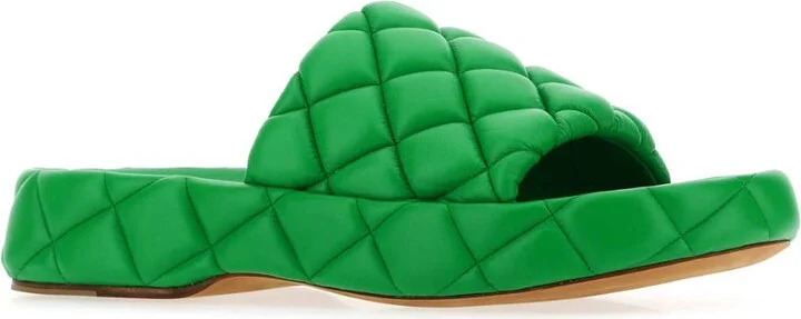 Grass Green Leather Padded Sandals - Image 2